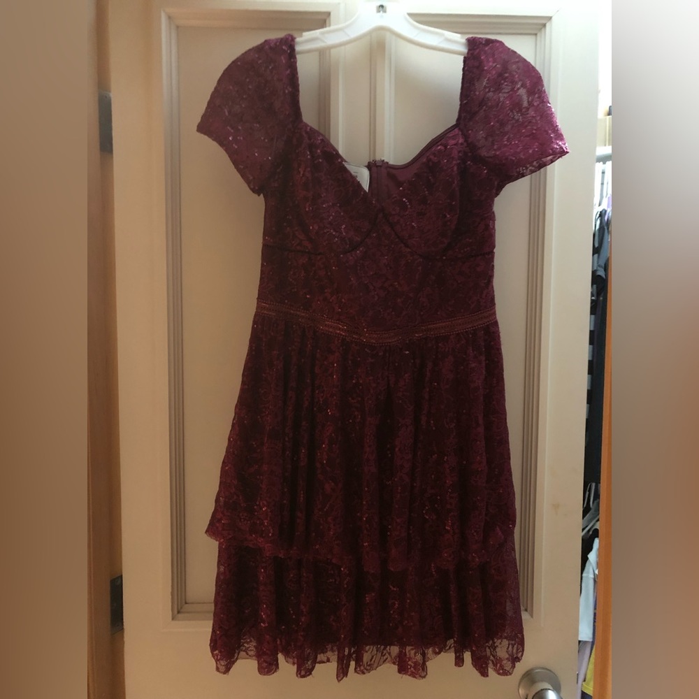 Special Event Dress in a Beautiful deep wine color with sequins. New Size 8